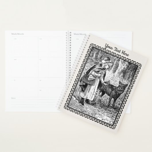 Roodkapje  Zwart Wit Framed Tekening Planner (Display)