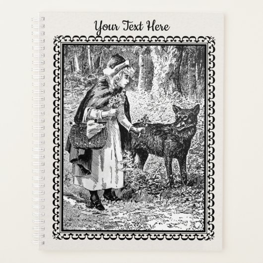 Roodkapje  Zwart Wit Framed Tekening Planner (Voorkant)