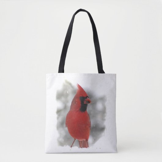 Roodkardinaal vogel in wintersneeuw Dierlijke Canv Tote Bag (Voorkant)