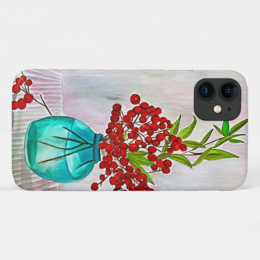 Roodkerstaven waterverf fijne kunst Case-Mate iPhone case (Achterkant (horizontaal))