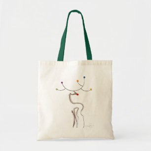 Roodknipende kerstrenrendiertje tote bag