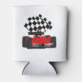 Roodkoningsauto met gecheckte vlag blikjeskoeler