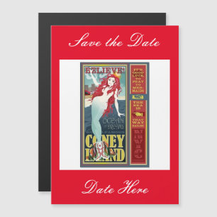 roodkopige zeemeermin op het eiland coney magnetische uitnodiging