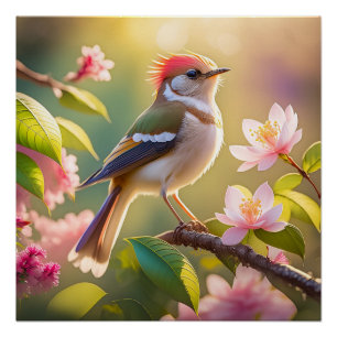 Roodkoppige Buff Borst Zanger Fantasie Vogel Perfect Poster
