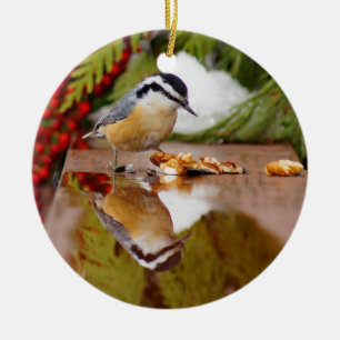Roodkorrelig Nuthatch Keramisch Ornament