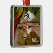 Roodkorrelig Nuthatch Metalen Ornament (Rechts)