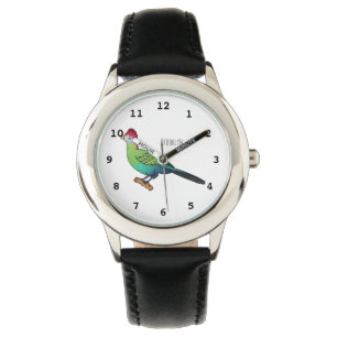 Roodkreukvogel cartoon horloge