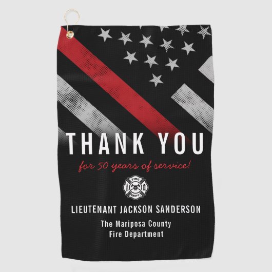 Roodlijnvlag voor brandweercabine Jubileum Golfhanddoek (Voorkant)