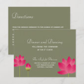 Roodlotusbloem groene trouwreceptie informatiekaartje (Voorkant / Achterkant)