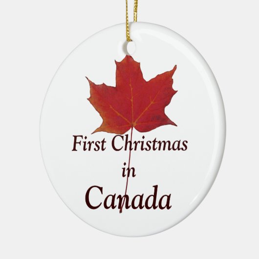 Roodmakelblad - eerste Kerstmis in Canada Keramisch Ornament (Links)