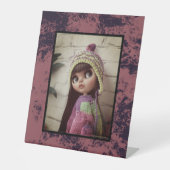 Roodmarmertextuur van terracotta reclamebord met voetstuk (Voorkant)