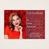 Roodmeisje Rozen Cadeaubon Visitekaartje (Voorkant)