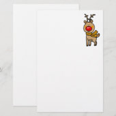 Roodneus rendier briefpapier (Voorkant / Achterkant)