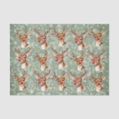 Roodneus Rendier Decoupage Oude Damast Tissuepapier (Voorkant)