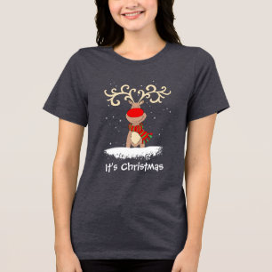 Roodneus rendier Het is kerstt-shirt Tri-Blend Shirt