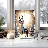 Roodneus rendiertje feestdagen kaart