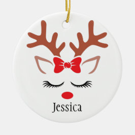 Roodneusgordel met kerstavond keramisch ornament