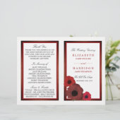 Roodpapaver en Burlap Wedding Bi-voudig Programma (Staand voorkant)