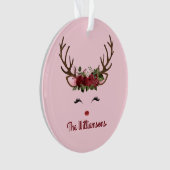 Roodrendierrozen op roze ornament (voorkant)