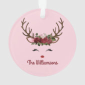 Roodrendierrozen op roze ornament (achterkant)