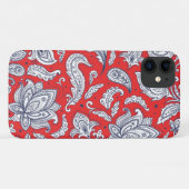 Roodrode bloementspatronen Case-Mate iPhone case (Achterkant (horizontaal))