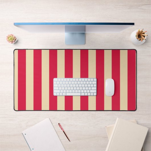 Roodrode en beige gestreepte bureaumat – Aanpasbaa (Kantoor 1)