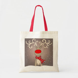 Roodrode, grijze en natuurlijke kersttas tote bag