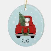 Roodrode hond van Collie Keramisch Ornament (Links)