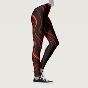 Roodrode lange sporen boven zwarte achtergrond leggings