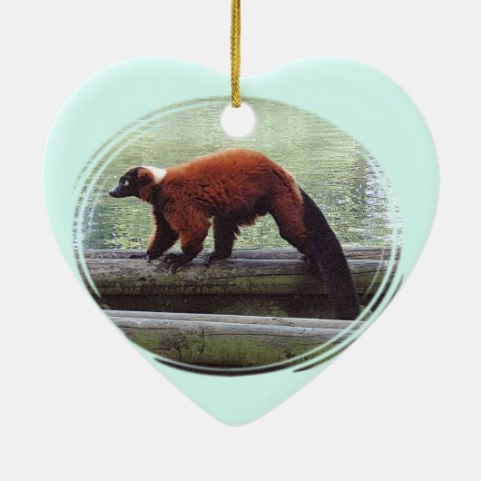 Roodrode luier rode nek keramisch ornament (Achterkant)