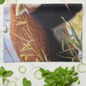 Roodrode panda theedoek (Gevouwen)