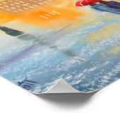 Roodrode paraplu's romantisch koppel wandelen poster (Hoek)