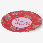 Roodrode Rozen  bloem Viola Papieren Bordje (Gekanteld)