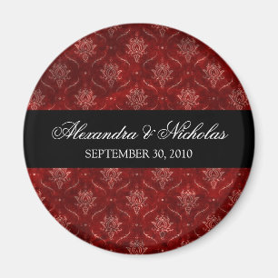 Roodrode Velvet Wedding Favor Magnet (rond) Magneet