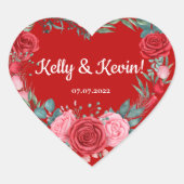 Roodrode Waterverf bruiloft Hart Sticker (Voorkant)