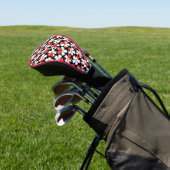 Roodrode witte bloemen patronen golfheadcover (Insitu)