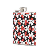 Roodrode witte bloemen patronen heupfles (Links)