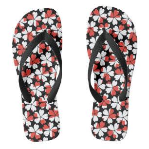 Roodrode witte bloemen patronen teenslippers