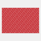 Roodrode witte harten in assortiment patronen inpakpapier vel (Voorkant 2)