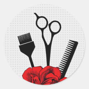 roodroos salon ronde sticker