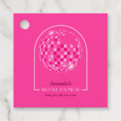 Roodroze Disco Boogie Bruidsfeestje Bedankjes Labels (Voorkant)