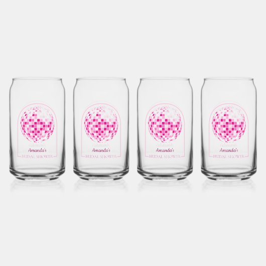 Roodroze Disco Boogie Bruiloftsfeestje Blikvorm Glas (Voorkant)