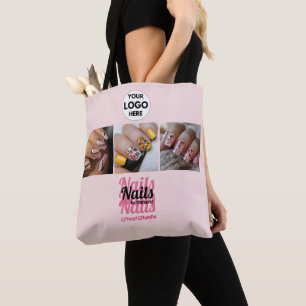 Roodroze moderne logo foto sociale nagelsalon draagtas