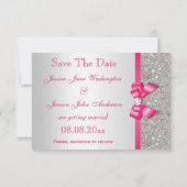 Roodroze namaak hoedenspeld & diamanten Save The D Save The Date (Achterkant)