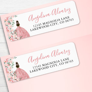 Roodroze Quinceanera Retouradres Etiket
