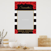 Roodroze rozen en gouden bruidsshower fotoprops poster (Keuken)