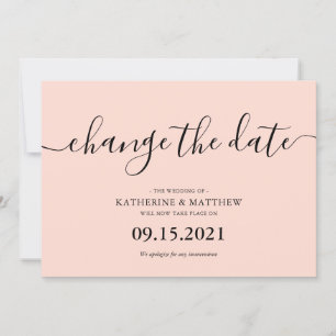 Roodroze Typografie Wijzig de Datum Trouw Save The Date