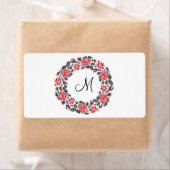 Roodrozen Roodspieren Initiaal Monogram Etiket (Insitu)