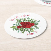 Roodrozenweddenschap Ronde Kartonnen Onderzetter (Gebogen)