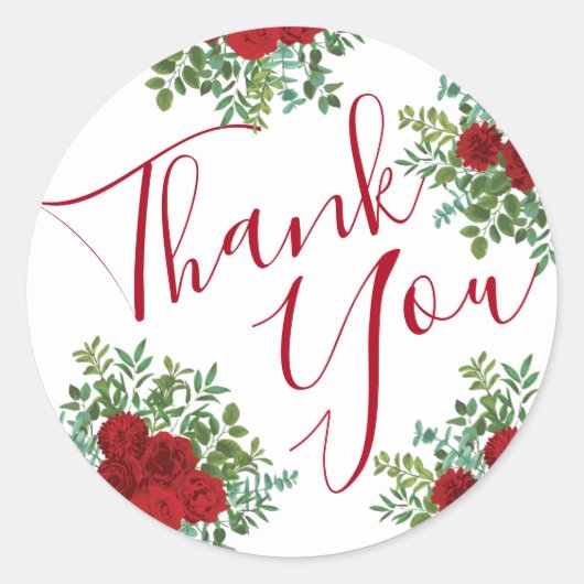 Roodrozenweddenschap Ronde Sticker (Voorkant)